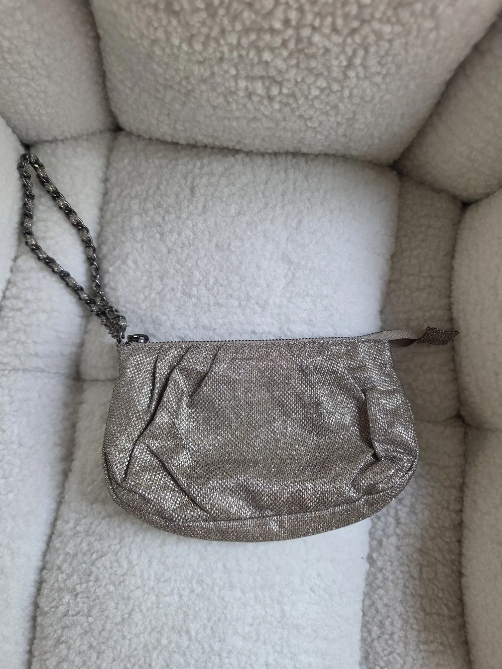 Express Metallic Silver & Gold Wristlet Clutch - Women's Evening Bag Y2K